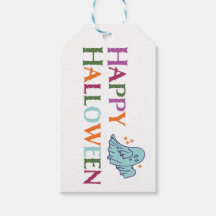 Colorful Happy Ghost Treat Tags