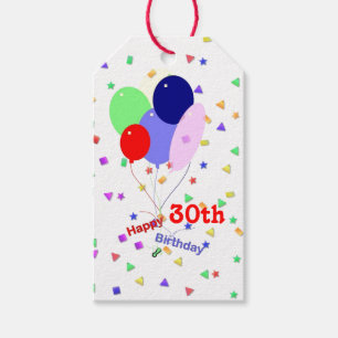 Étiquettes-cadeau Colorful Joyeux 30e Anniversaire Ballons