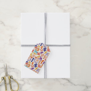 Étiquettes-cadeau Colorful Matisse Motif Formes botaniques Abstraite