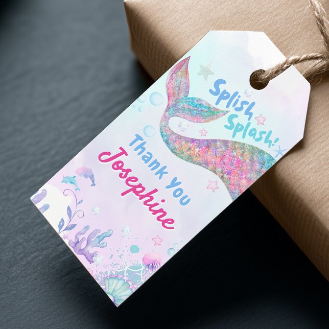Étiquettes-cadeau Colorful mermaid whimsical birthday custom (Créateur téléchargé)