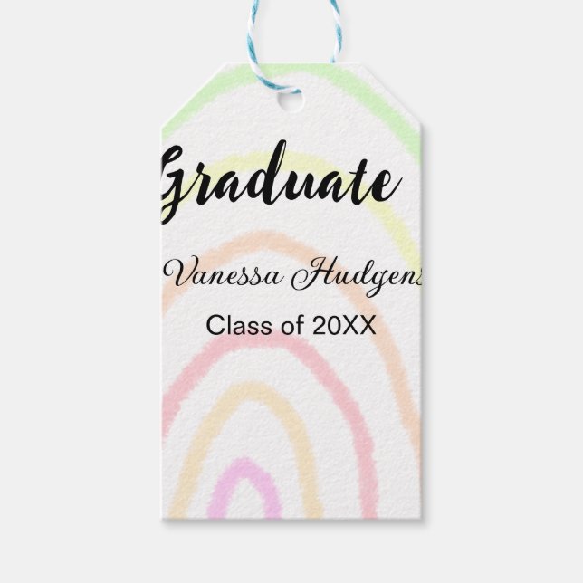 Étiquettes-cadeau Colorful rainbow Boho graduation ajouter nom année (Devant)