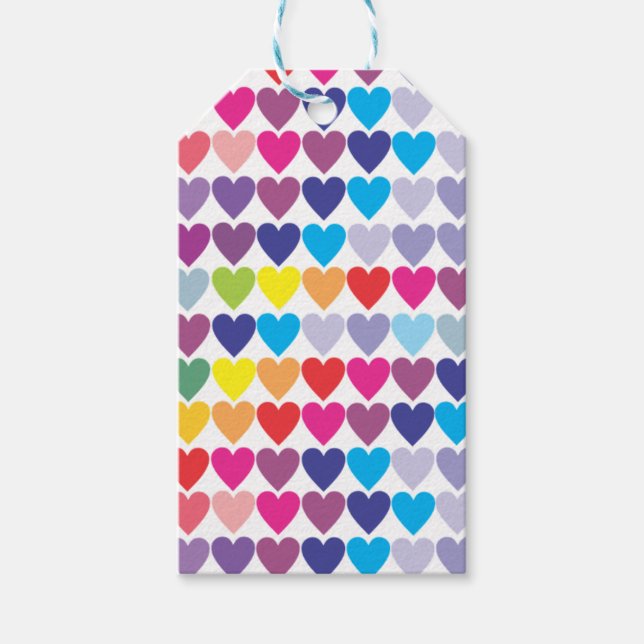 Étiquettes-cadeau Colorful Rainbow Hearts Pattern  (Devant)