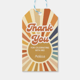 Étiquettes-cadeau Colorful Retro Sun Super Wave Hello 40 Merci