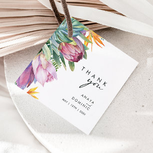 Étiquettes Cadeau Colorful Tropical Floral Merci Favor Tags