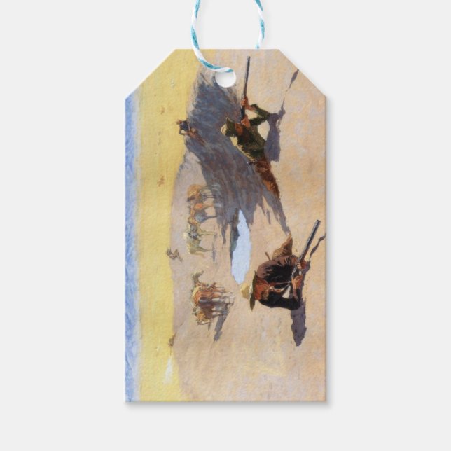 Étiquettes-cadeau Combat pour le point d'eau (de Frederic Remington) (Devant)