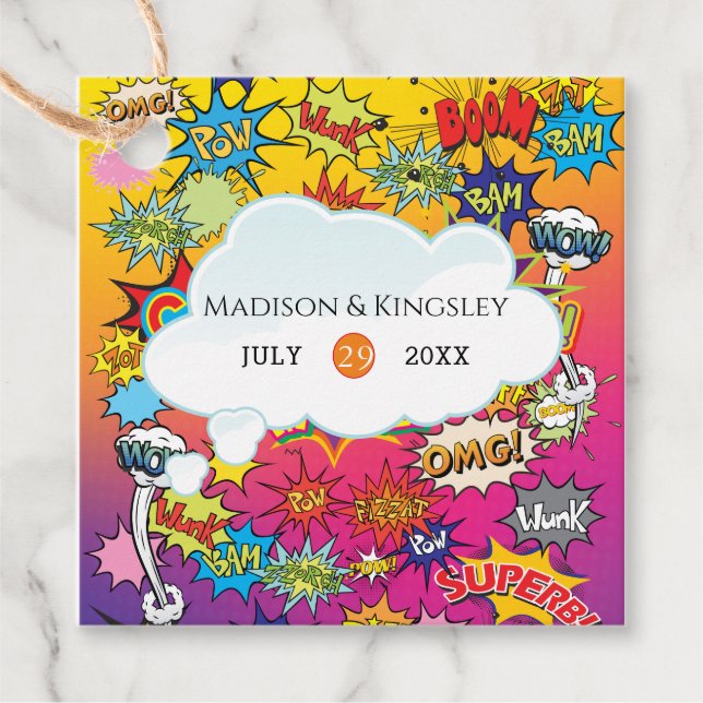 Étiquettes Cadeau Comic Pop Art Discours Bubble Retro (Devant)