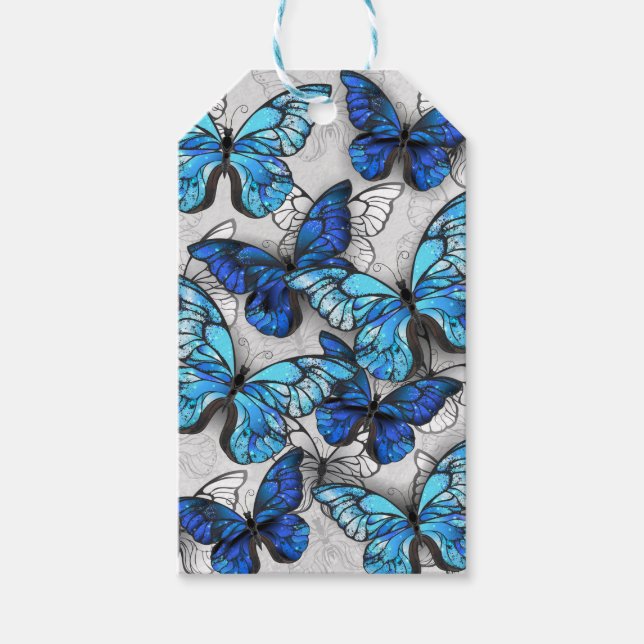 Étiquettes-cadeau Composition des White and Blue Butterflies (Devant)