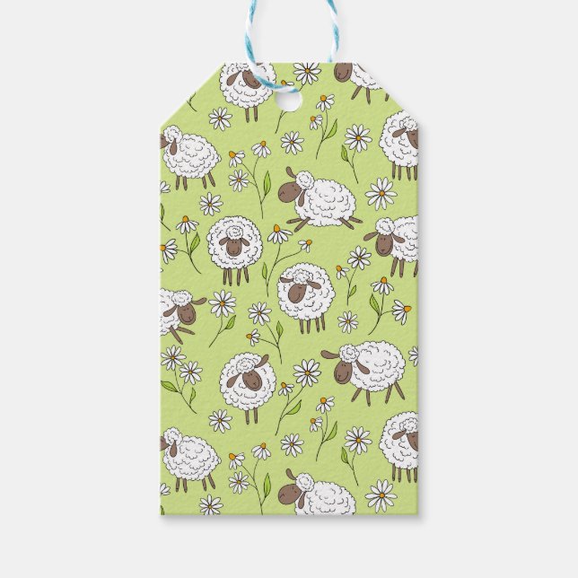 Étiquettes-cadeau Compter les moutons sur le vert de rosée miel (Devant)