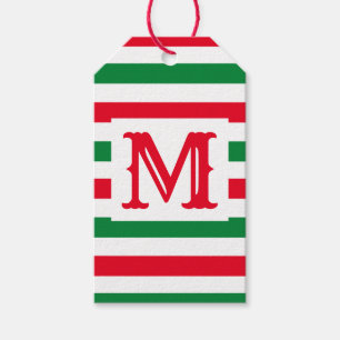 Étiquettes-cadeau Conception à rayures vert et rouge mignonne