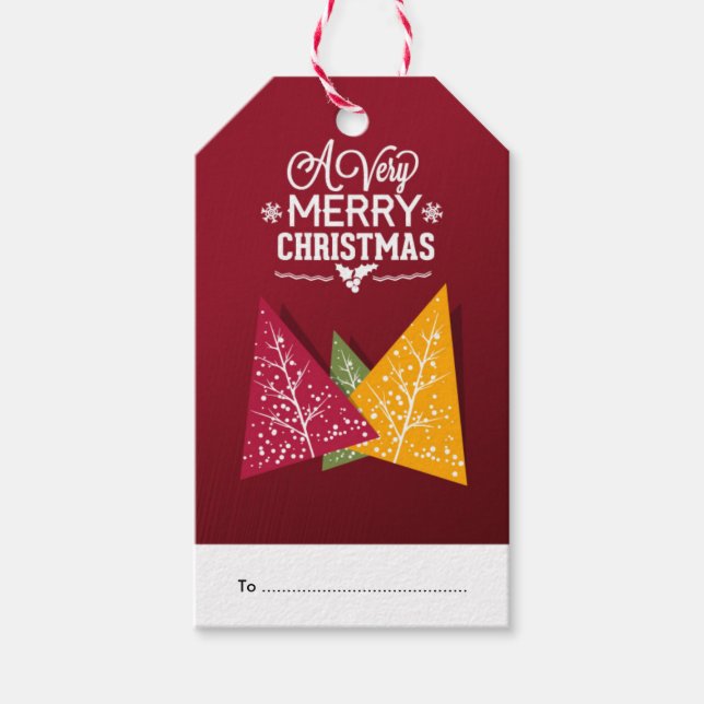 Étiquettes-cadeau Conception Abstraite de l'arbre de Noël moderne (Devant)