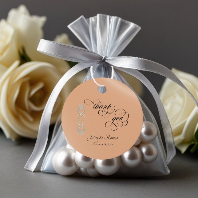 Étiquettes Cadeau Conception Baroque & monogramme - pêche (Créateur téléchargé)
