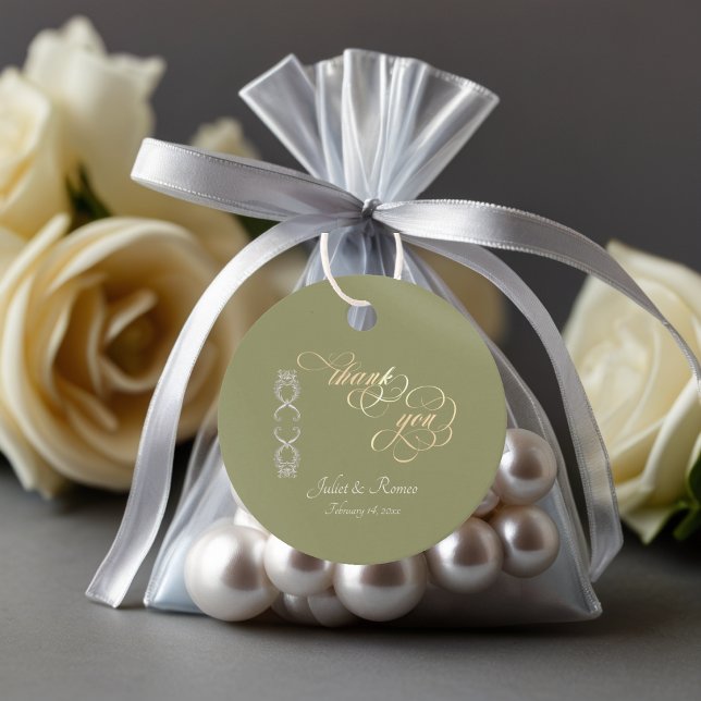 Étiquettes Cadeau Conception Baroque & monogramme - Sauge (Créateur téléchargé)