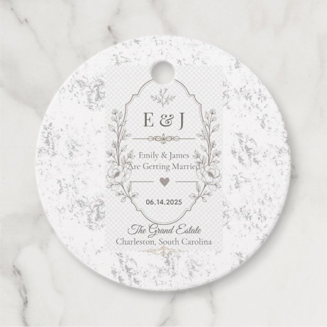 Étiquettes Cadeau Conception de célébration de mariage romantique de (Devant)