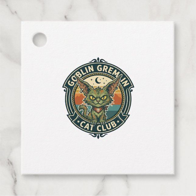 Étiquettes Cadeau Conception de chat mignon de lutin gremlin - Gobel (Devant)