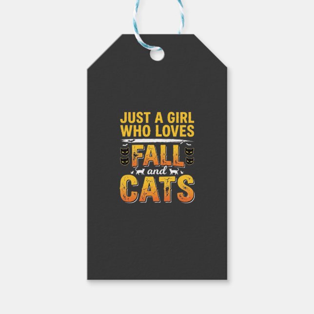 Étiquettes-cadeau Conception de chats d'automne Halloween fille_1 (Devant)