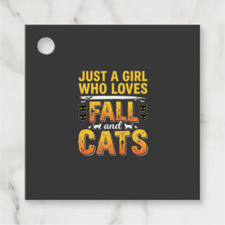 Étiquettes Cadeau Conception de chats d'automne Halloween Fille_1