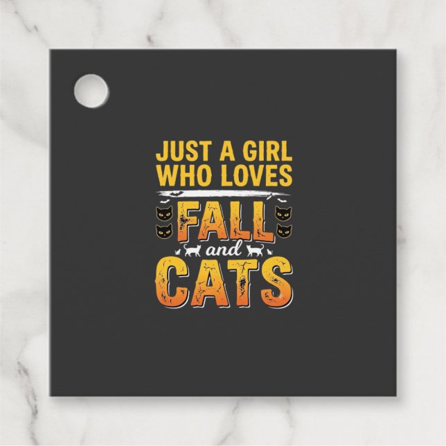 Étiquettes Cadeau Conception de chats d'automne Halloween Fille_1 (Devant)