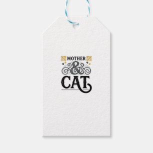 Étiquettes-cadeau Conception de chemise de chat mère vintage pour le