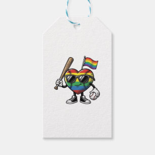 Étiquettes-cadeau Conception de chemise de fierté de baseball de cœu