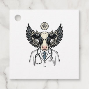 Étiquettes Cadeau Conception de chemise vectorielle de vache de doct