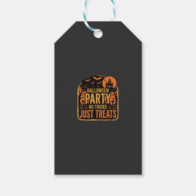 Étiquettes-cadeau Conception de fête d'Halloween pas de tours juste  (Devant)