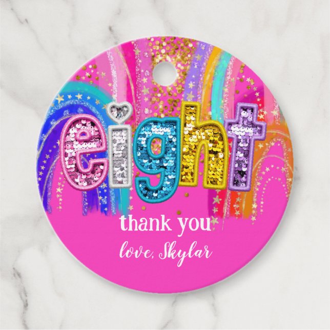 Étiquettes Cadeau Conception de la partie arc-en-ciel Anniversaire d (Devant)