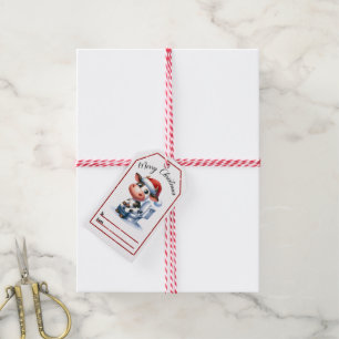 Étiquettes-cadeau Conception de l'étiquette de Noël de vache joueuse
