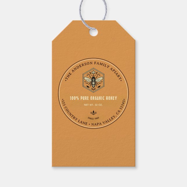 Étiquettes-cadeau Conception de logo de rucher d'apiculture Miel  (Devant)