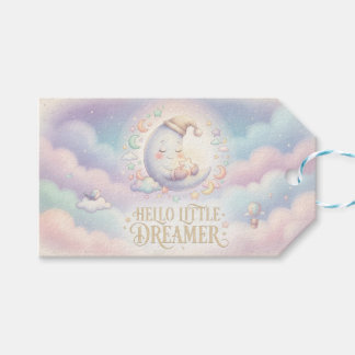 Étiquettes-cadeau Conception de lune pastel "Bonjour Petit Rêveur"