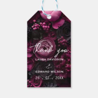 Étiquettes-cadeau conception de mariage floral bordeaux mettant en v
