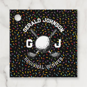 Étiquettes Cadeau Conception de monogramme de golf avec confettis pe