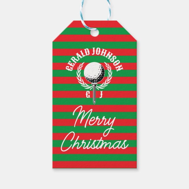 Étiquettes-cadeau Conception de monogramme de golf inversé élégant (Devant)
