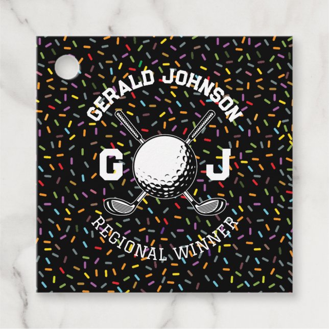 Étiquettes Cadeau Conception de monogramme de golf personnalisé avec (Devant)