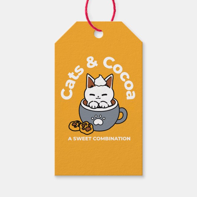 Étiquettes-cadeau Conception de Mug de vacances avec Cosy Cat et Paw (Devant)