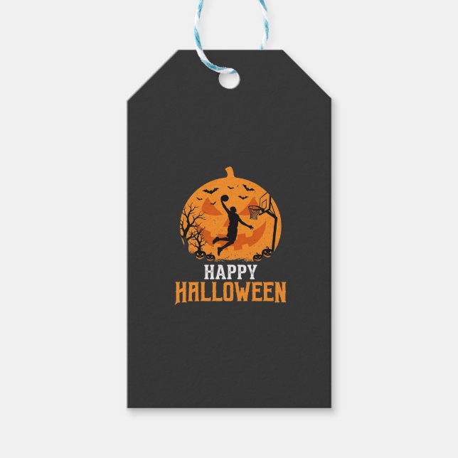Étiquettes-cadeau Conception de panier de basketball Halloween Dunk  (Devant)