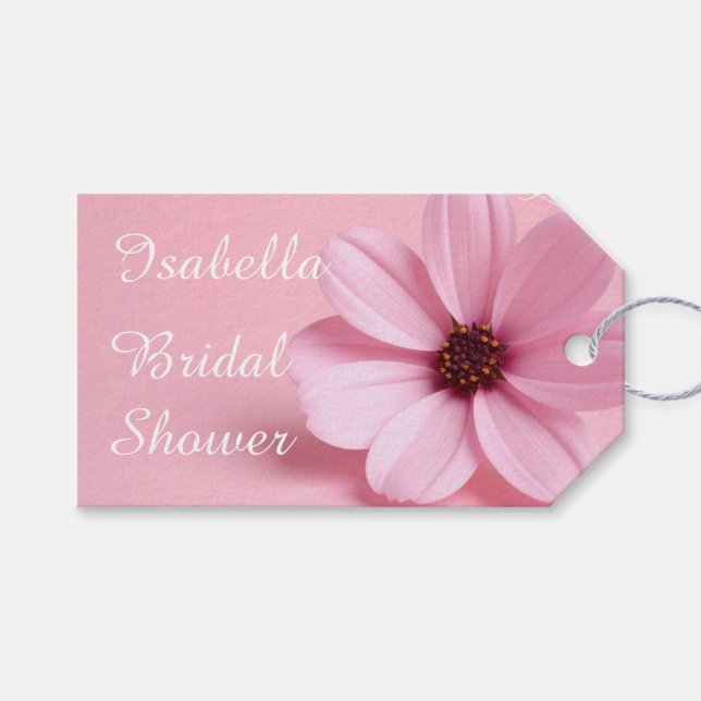Étiquettes-cadeau Conception de script de Baby Shower Floral Blush C (Devant (Horizontal))