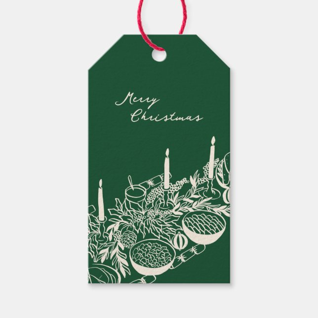 Étiquettes-cadeau Conception de table de Noël minimale personnalisée (Devant)