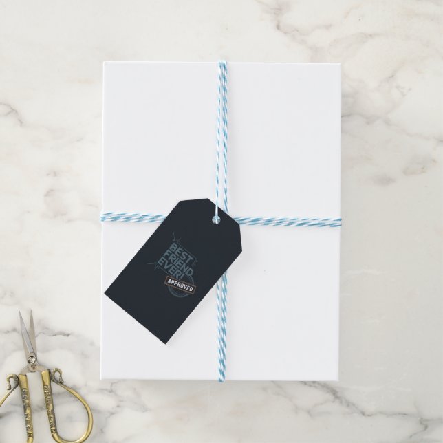 Étiquettes-cadeau Conception de texte approuvée par le meilleur ami (Avec de laficelle)