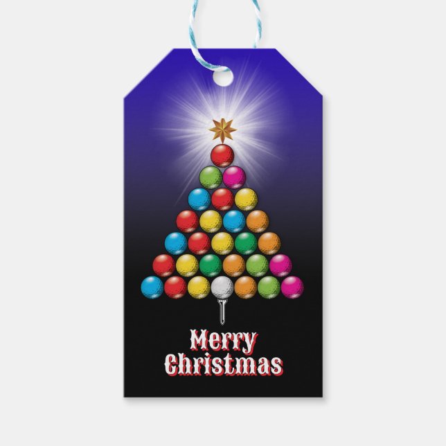 Étiquettes-cadeau Conception de vacances de Noël de golf joyeux (Devant)