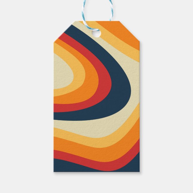 Étiquettes-cadeau Conception de vagues de style rétro Abstrait (Devant)