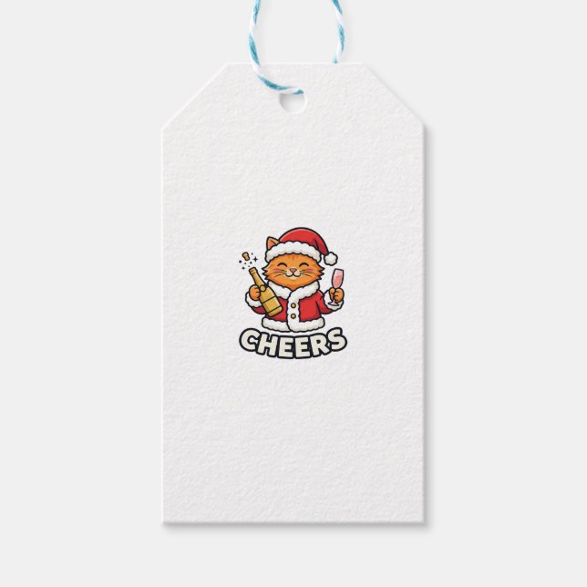 Étiquettes-cadeau Conception de vecteur de chat de Noël Cheers (Devant)