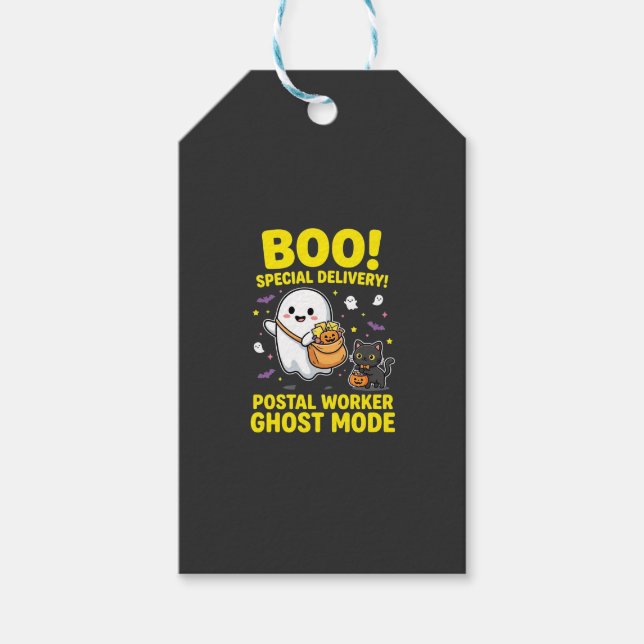 Étiquettes-cadeau Conception d'Halloween pour les travailleurs posta (Devant)
