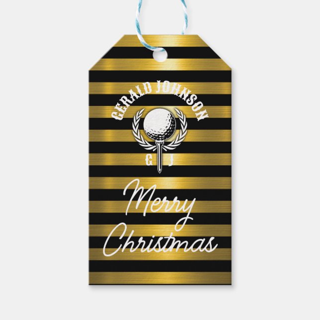 Étiquettes-cadeau Conception élégante de monogramme de golf inversé (Devant)