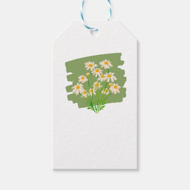 Étiquettes-cadeau Conception florale rustique sur fond vert (Devant)