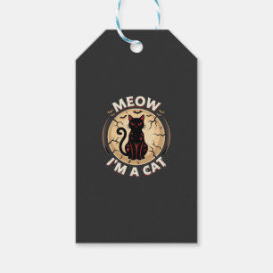 Étiquettes-cadeau Conception graphique de chat Meow Halloween_1