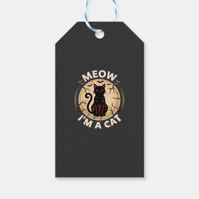 Étiquettes-cadeau Conception graphique de chat Meow Halloween_1 (Devant)
