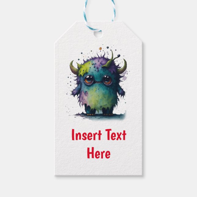 Étiquettes-cadeau Conception personnalisable de monstre de dessin (Devant)