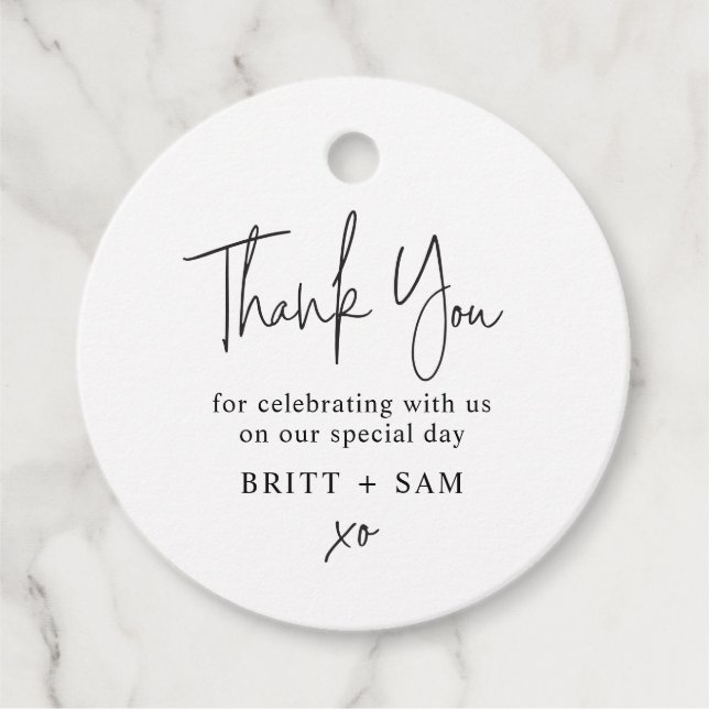 Étiquettes Cadeau Concours de mariage moderne Favor Script manuscrit (Devant)