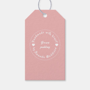 Étiquettes-cadeau Conçu avec amour cœur rose design de cuisson