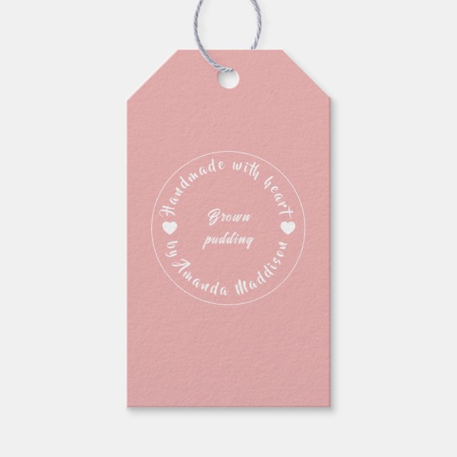 Étiquettes-cadeau Conçu avec amour cœur rose design de cuisson (Devant)